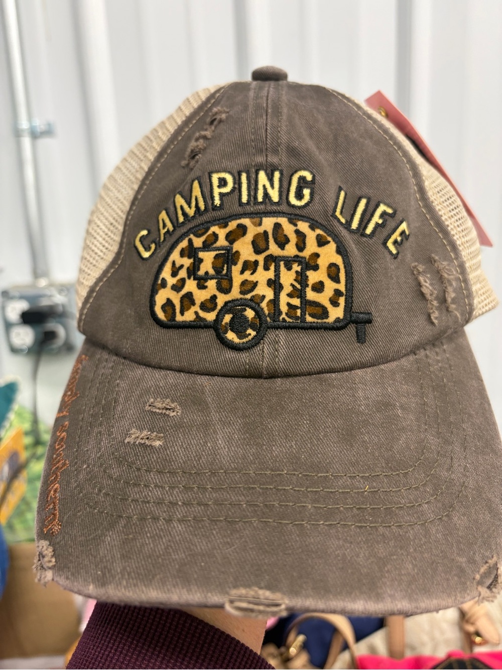 Simply Southern Brown & Tan 'Camping Life' Leopard Camper Trucker Hat